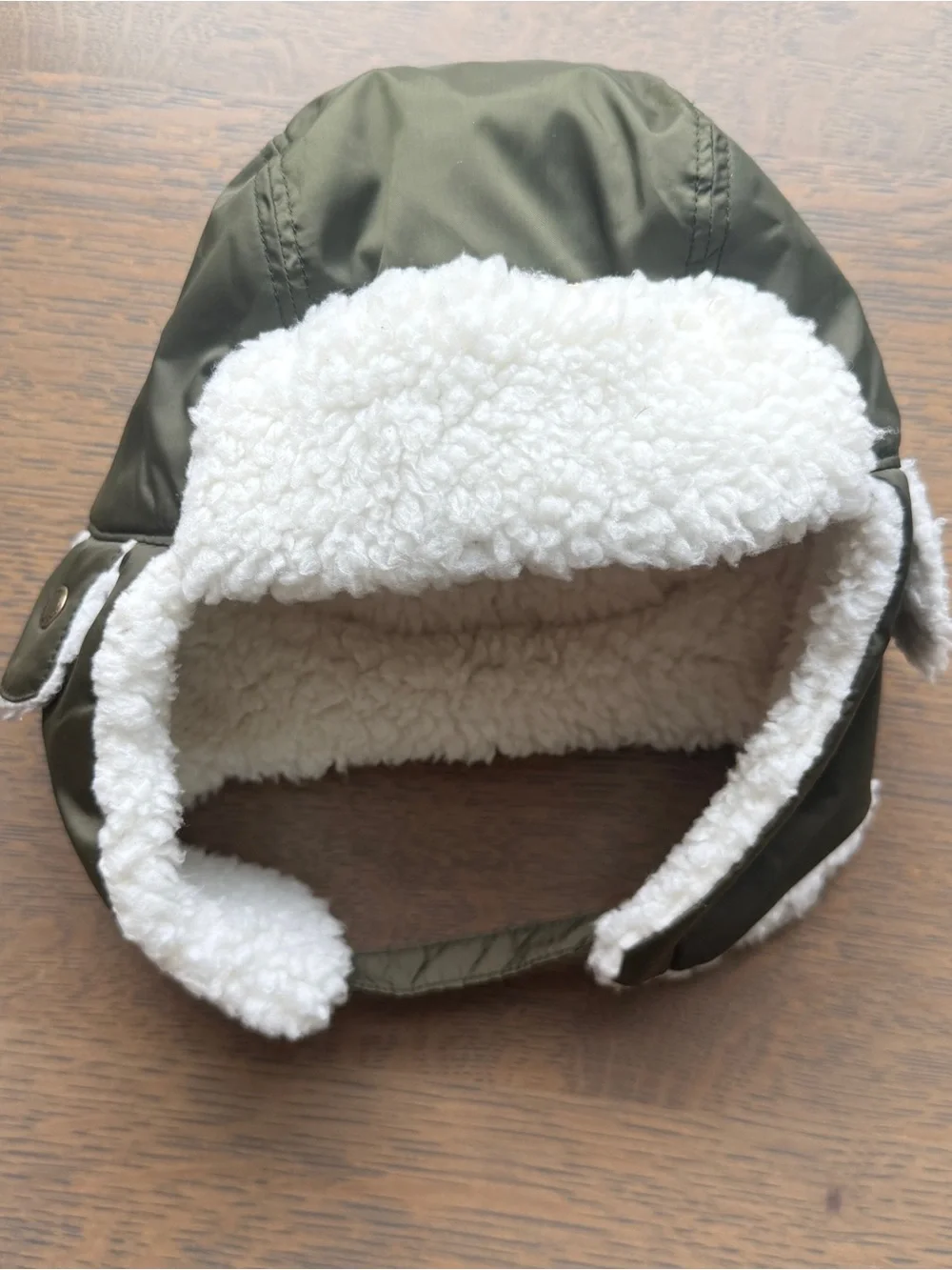 Janie and Jack Kids Olive Green Faux-Sherpa Trapper Hat Size 4-5